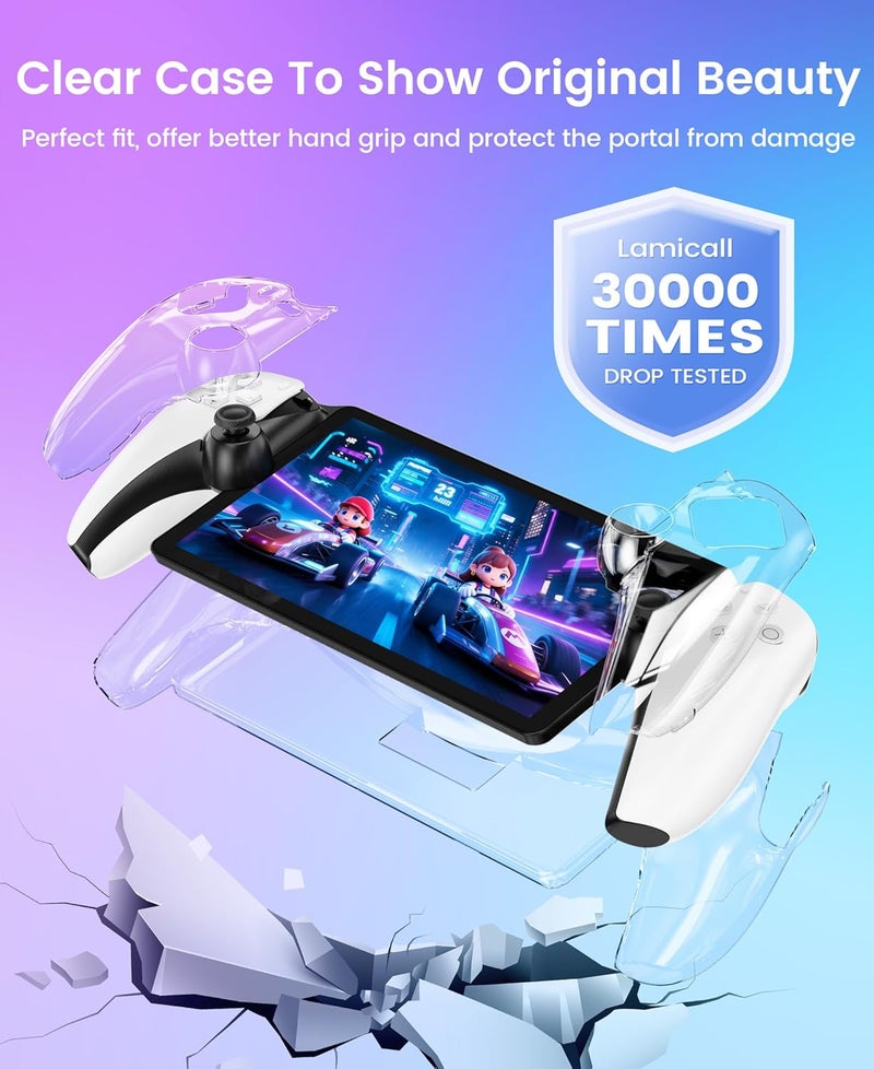Svetaecho 8 in 1 Accessories Set Bundle Compatible with PlayStation Portal Remote Player, Carrying Case with with Holder Stand/2 Screen Protectors/4 Thumb Grips PS Portal Console - Image 5